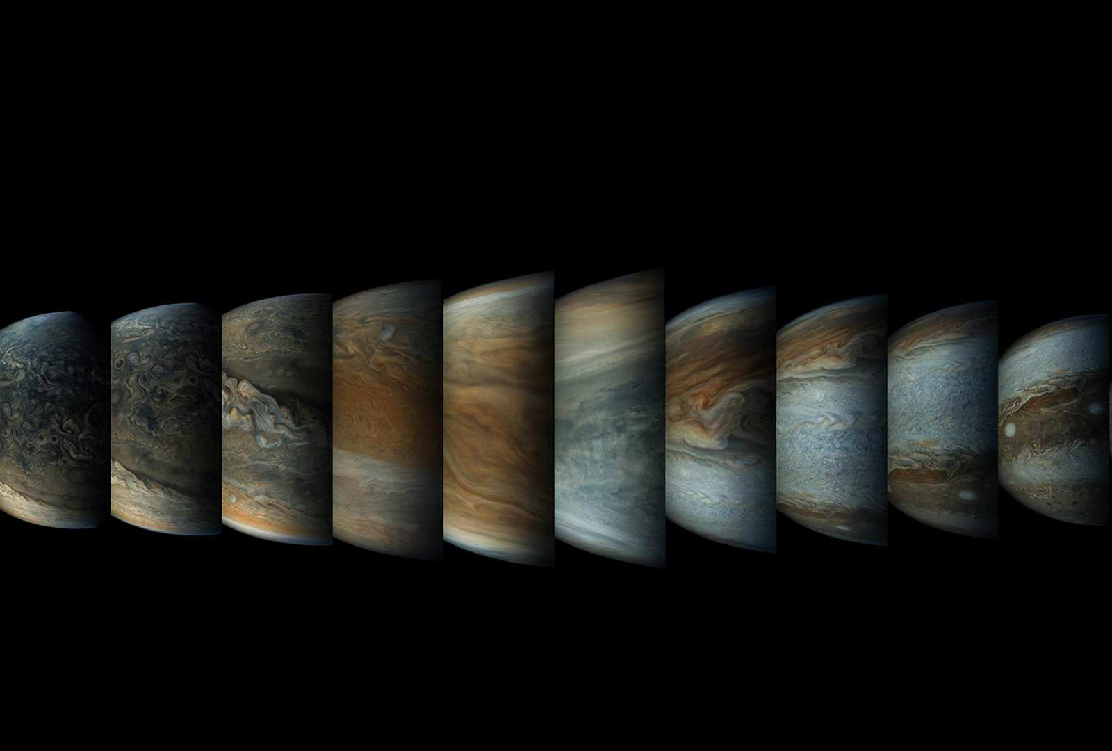 必应壁纸 2019年10月4日 木星增强色彩后的一组镜头