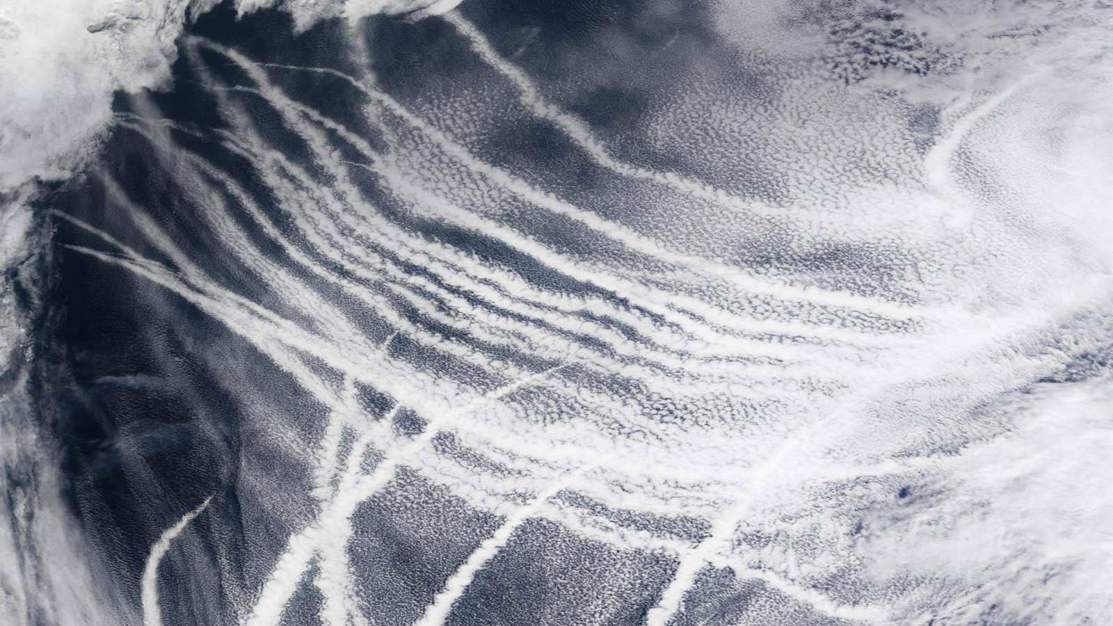 必应壁纸 2018年6月25日 太平洋上空纵横交错的船舶轨迹
