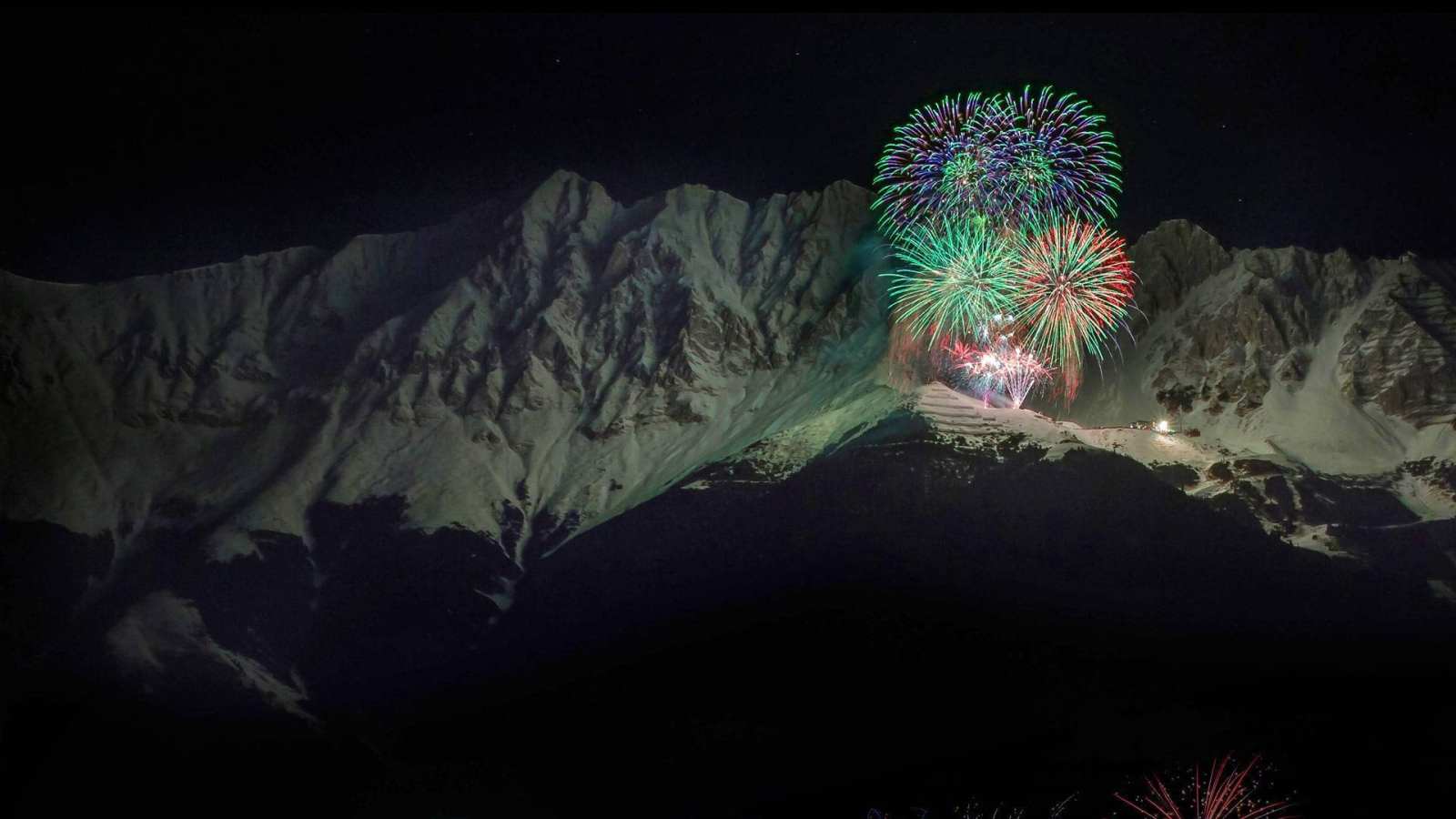必应壁纸 2017年12月31日 新年前夕的烟花，奥地利诺德凯特山脉
